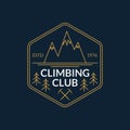 Mountain badge. Rock Climbing club emblem. Camping and hiking logo. Vector illustration Royalty Free Stock Photo